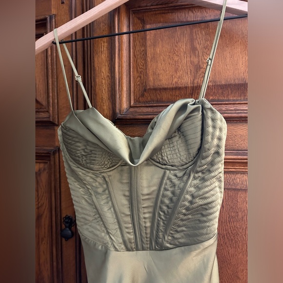 House of CB Myrna Olive Corset Slip Dress Size 5 - Picture 4 of 8
